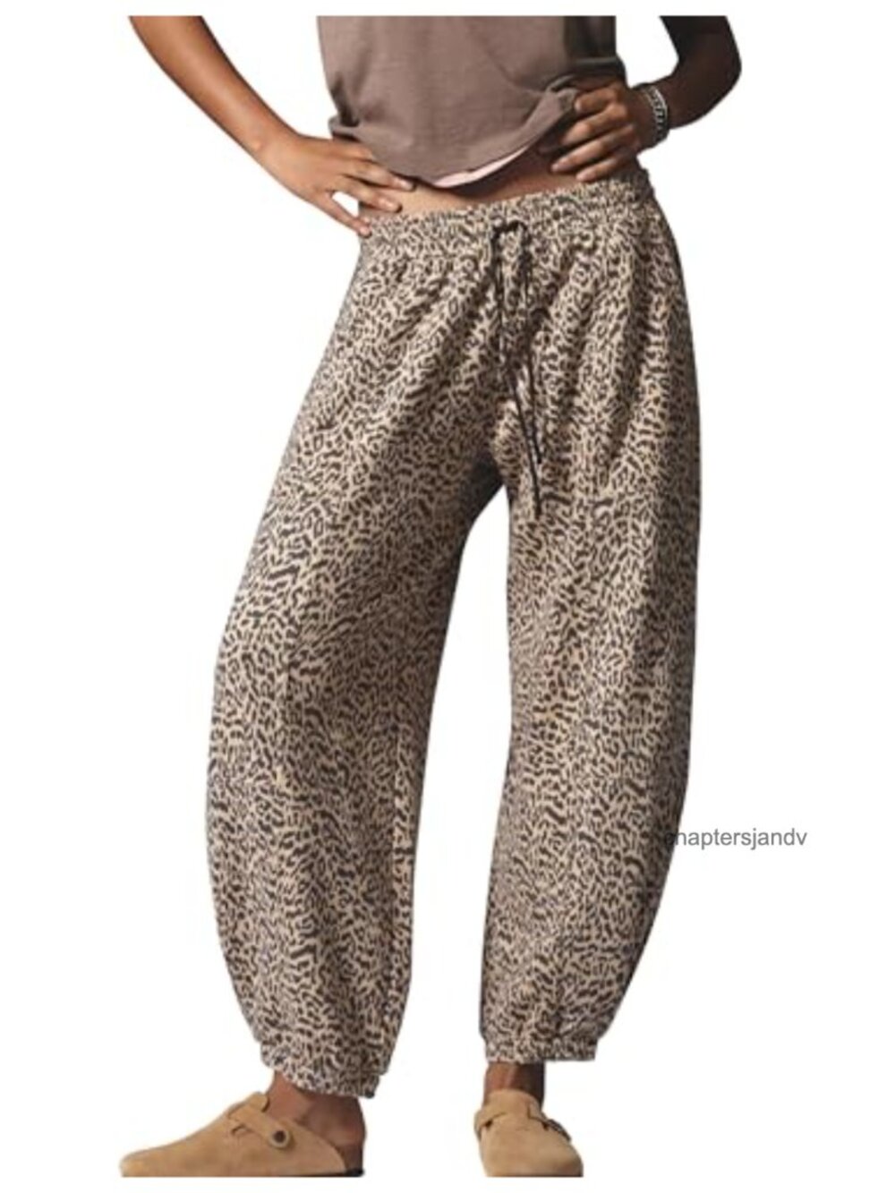 Leopard Print Barrel Joggers Sweatpants with Pockets